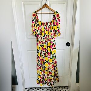Steve Madden Grapefruit Lemon Peasant Maxi Dress